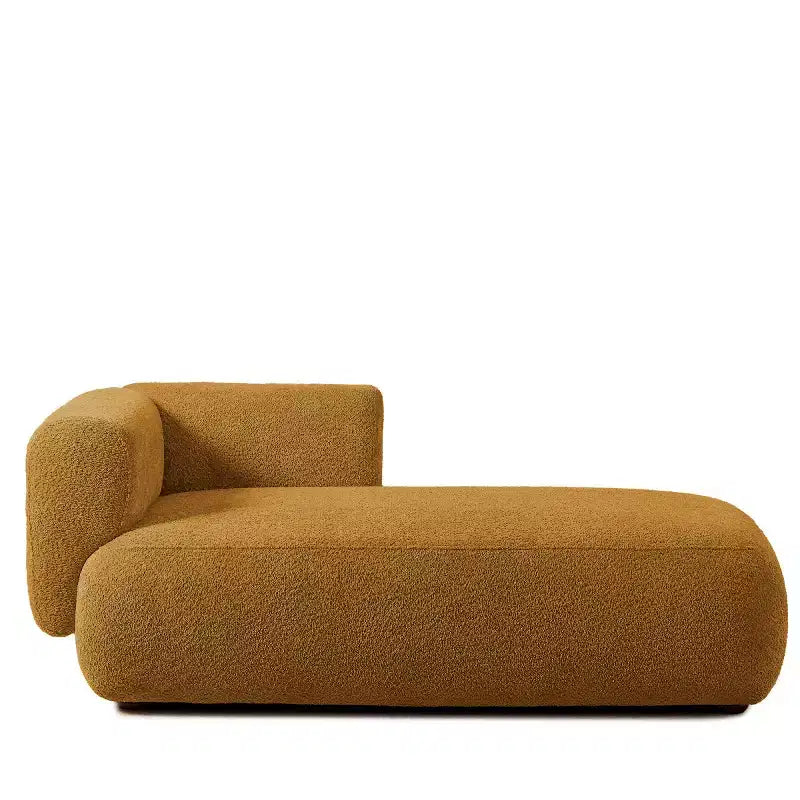 Méridienne moderne rembourrée avec mousse haute densité, siège élégant et stylé, canapé douillet en bouclé pour salon ou chambre à coucher