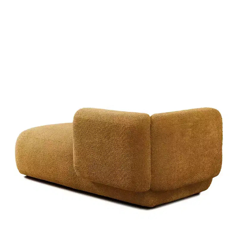 Méridienne moderne rembourrée avec mousse haute densité, siège élégant et stylé, canapé douillet en bouclé pour salon ou chambre à coucher