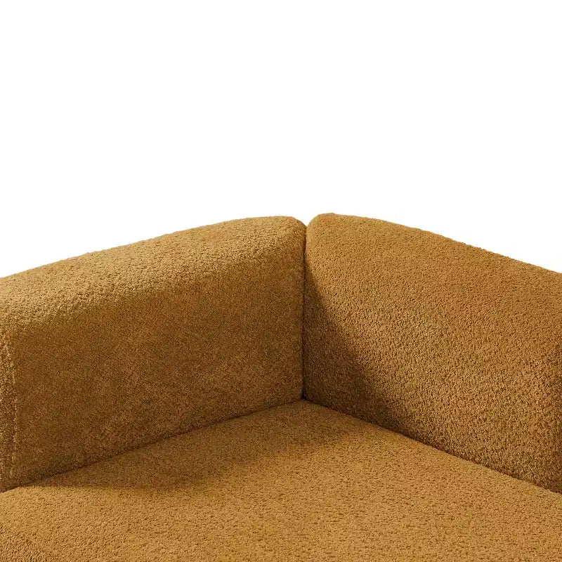 Méridienne moderne rembourrée avec mousse haute densité, siège élégant et stylé, canapé douillet en bouclé pour salon ou chambre à coucher