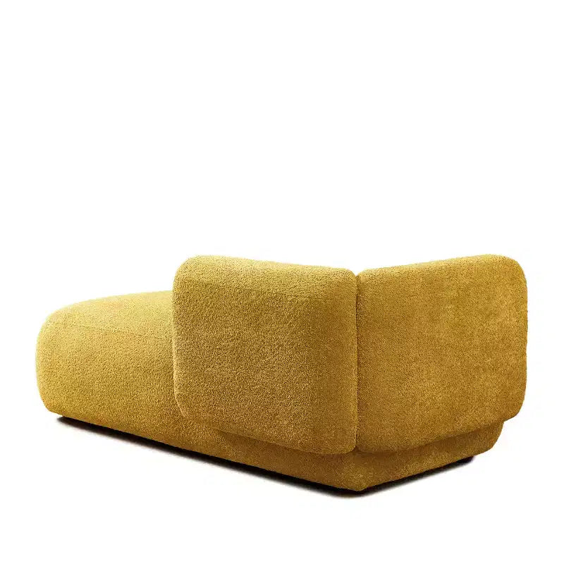 Méridienne moderne rembourrée avec mousse haute densité, siège élégant et stylé, canapé douillet en bouclé pour salon ou chambre à coucher