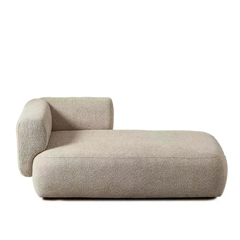 Méridienne moderne rembourrée avec mousse haute densité, siège élégant et stylé, canapé douillet en bouclé pour salon ou chambre à coucher
