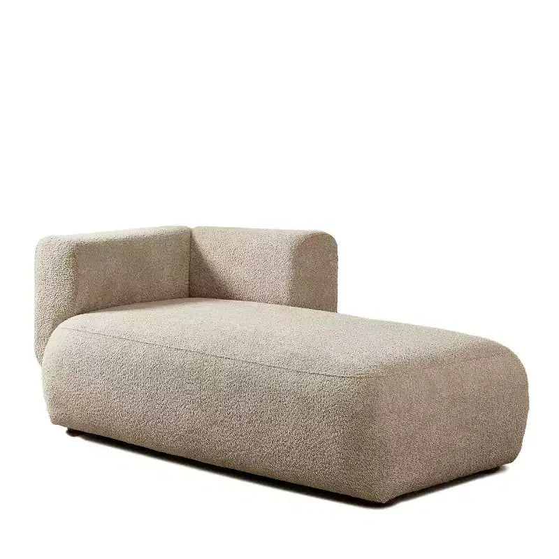 Méridienne moderne rembourrée avec mousse haute densité, siège élégant et stylé, canapé douillet en bouclé pour salon ou chambre à coucher
