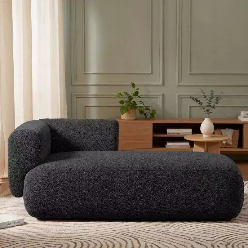 Modern Upholstered Chaise Lounge with High-Density Foam, Stylish Elegant Seating, Comfy Boucle Sofa for Living Room or Bedroom-Panipeachy
