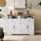 Buffet armoire de ferme de 51 po avec tiroirs, étagère ouverte et station de recharge