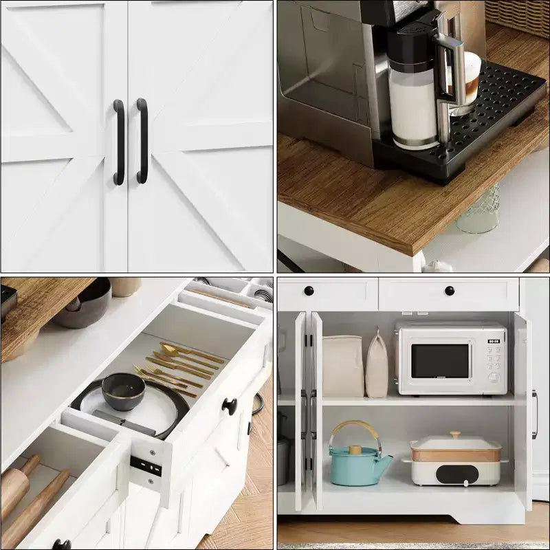 Buffet armoire de ferme de 51 po avec tiroirs, étagère ouverte et station de recharge