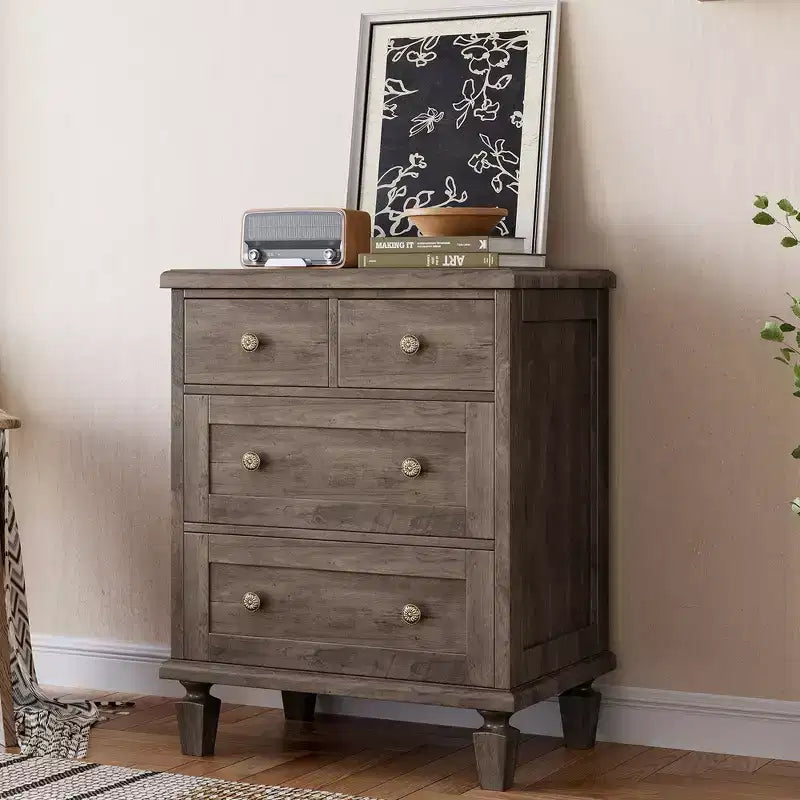Acekool Vintage 4 Drawer Dresser for Bedroom, Wood Chest with Tapered Legs for Living Room