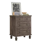 Commode 4 tiroirs avec pieds coniques et finition vieillie