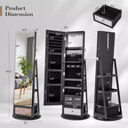 Meuble à bijoux pivotant à 360° avec miroir et lumières LED