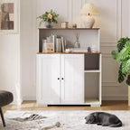 Meuble cache-litière pour chat avec étagère de rangement ouverte