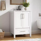 Meuble-lavabo avec vasque en céramique et armoire à fermeture amortie