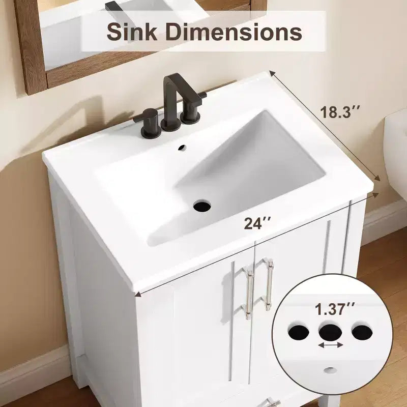 Meuble-lavabo avec vasque en céramique et armoire à fermeture amortie