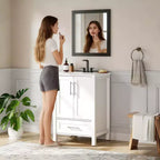 Meuble-lavabo avec vasque en céramique et armoire à fermeture amortie