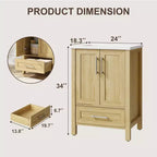 Meuble-lavabo avec vasque en céramique et armoire à fermeture amortie