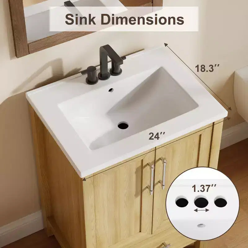 Meuble-lavabo avec vasque en céramique et armoire à fermeture amortie