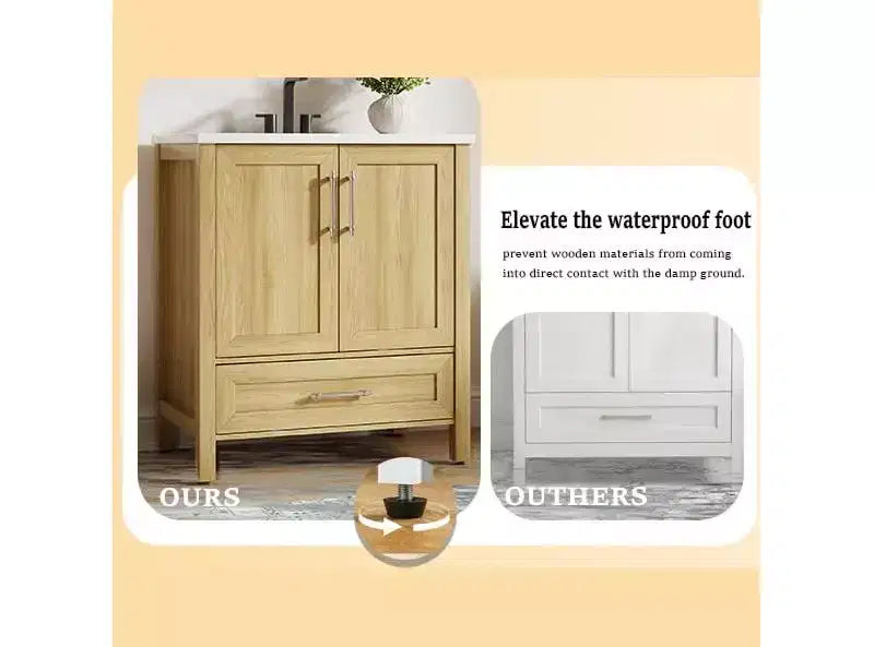 Meuble-lavabo avec vasque en céramique et armoire à fermeture amortie
