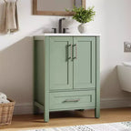 Meuble-lavabo avec vasque en céramique et armoire à fermeture amortie