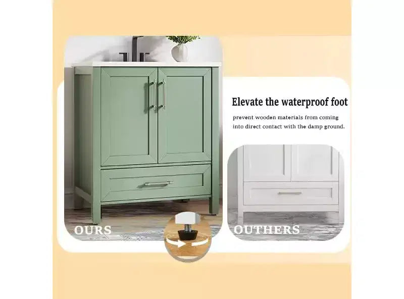 Meuble-lavabo avec vasque en céramique et armoire à fermeture amortie