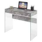 Bureau d'ordinateur pour enfants avec étagère de rangement ouverte en blanc