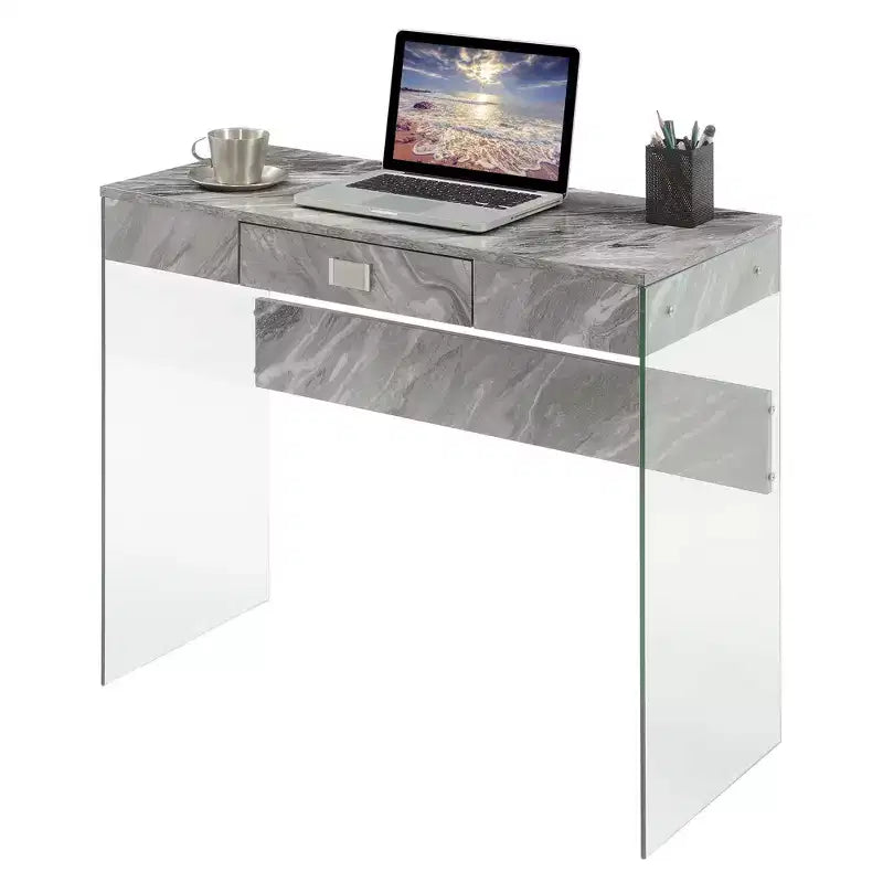 Bureau d'ordinateur pour enfants avec étagère de rangement ouverte en blanc
