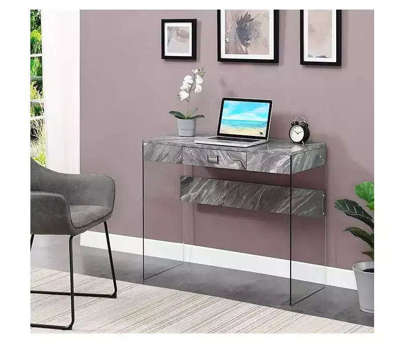 Bureau d'ordinateur pour enfants avec étagère de rangement ouverte en blanc