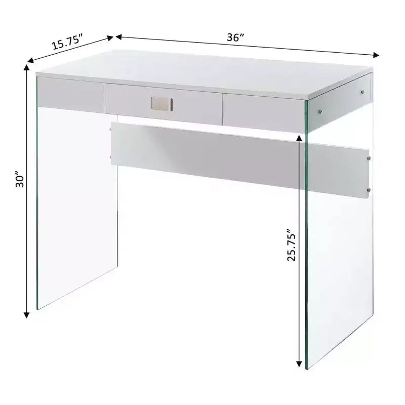 Bureau d'ordinateur pour enfants avec étagère de rangement ouverte en blanc