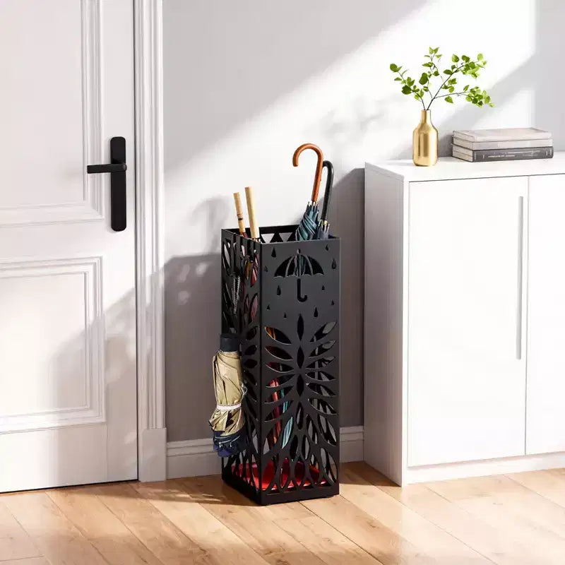 Umbrella Stand, Umbrella Holder for Entryway, Steel Umbrella Rack Organizer Freestanding, for Canes Walking Sticks, with a Detachable Drip Tray