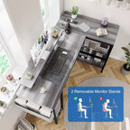 Bureau d'angle réversible en L avec support d'écran et bande LED