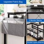 Bureau d'angle réversible en L avec support d'écran et bande LED