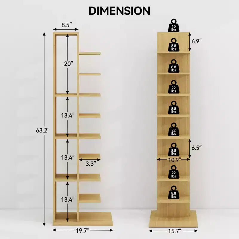 Étagère étroite à 13 niveaux avec dispositif anti-basculement pour les petits espaces