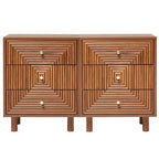 Table de chevet 3 tiroirs avec finition grain de bois et pieds massifs