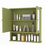 Meuble de salle de bain mural avec porte miroir et étagères réglables