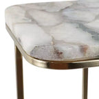 Table d'appoint en métal en forme de C avec plateau en pierre polie