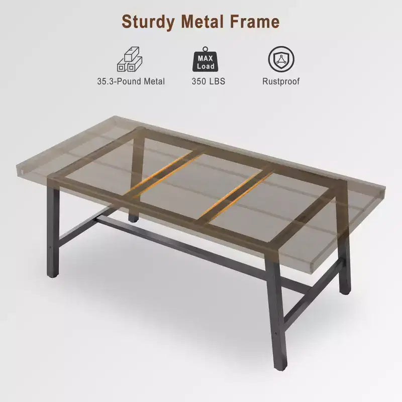 Table de salle à manger de 180 cm avec cadre en métal, pour 6 à 8 personnes
