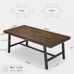 Table de salle à manger de 180 cm avec cadre en métal, pour 6 à 8 personnes