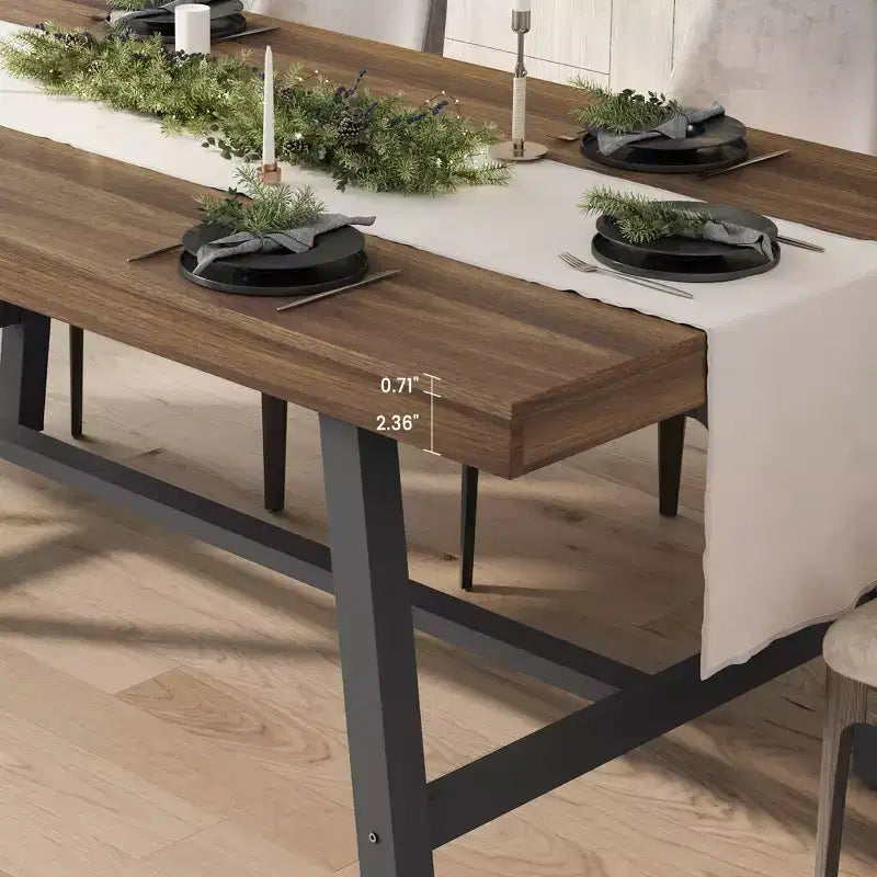 Table de salle à manger de 180 cm avec cadre en métal, pour 6 à 8 personnes