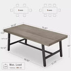 Table de salle à manger de 180 cm avec cadre en métal, pour 6 à 8 personnes