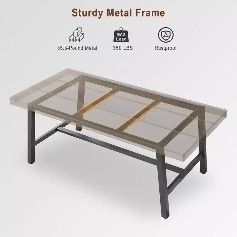 Table de salle à manger de 180 cm avec cadre en métal, pour 6 à 8 personnes
