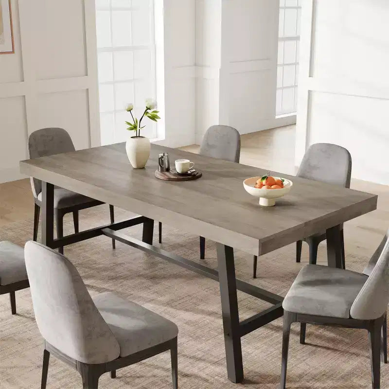 Table de salle à manger de 180 cm avec cadre en métal, pour 6 à 8 personnes