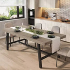 71 Inch Dining Table for 6-8, Outdoor Indoor Dining Table with Metal Frame, Kitchen Table with Large Tabletop for Dining Room, Living Room, Kitchen