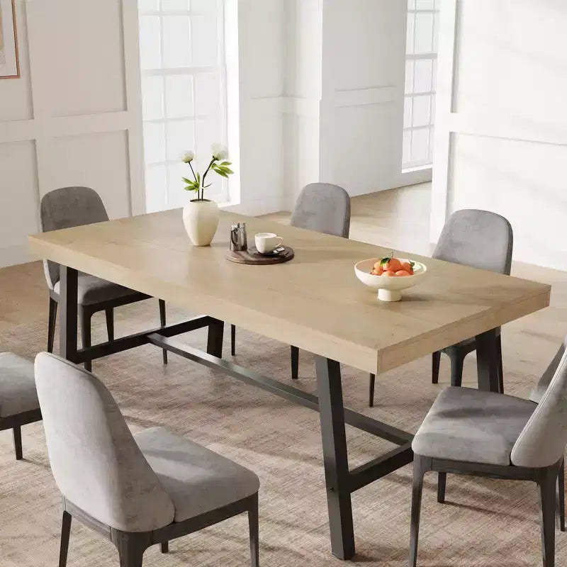 Table de salle à manger de 180 cm avec cadre en métal, pour 6 à 8 personnes