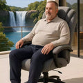Fauteuil de bureau à dossier haut en tissu de coton avec soutien lombaire, gris