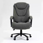 Fauteuil de bureau à dossier haut en tissu de coton avec soutien lombaire, gris