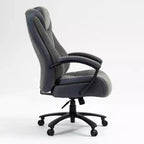 Fauteuil de bureau à dossier haut en tissu de coton avec soutien lombaire, gris