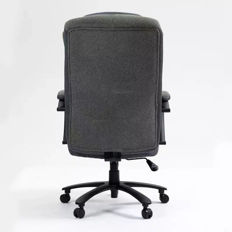 Fauteuil de bureau à dossier haut en tissu de coton avec soutien lombaire, gris