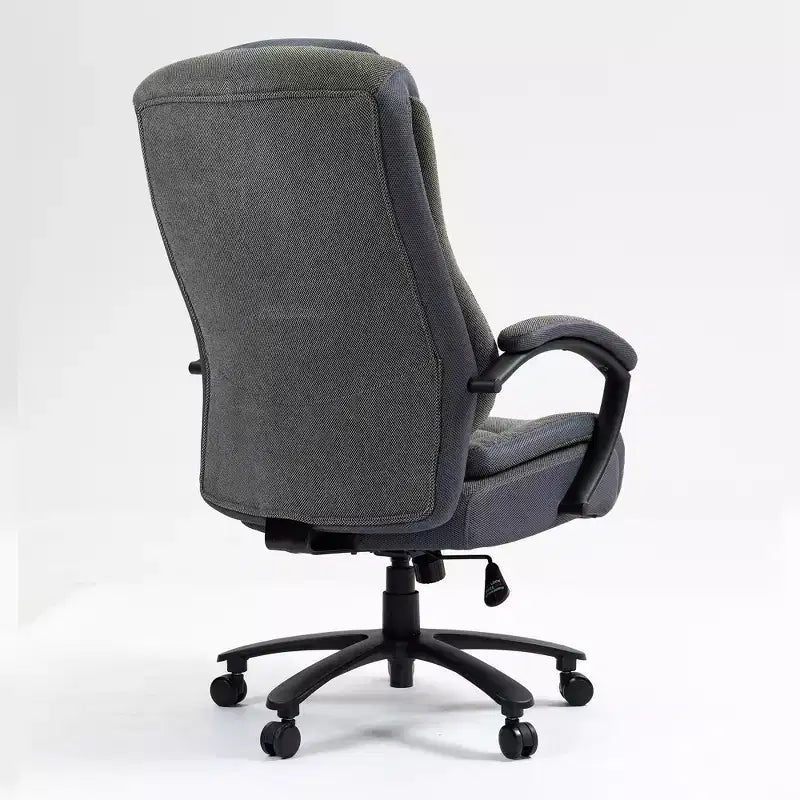Fauteuil de bureau à dossier haut en tissu de coton avec soutien lombaire, gris
