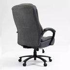 Fauteuil de bureau à dossier haut en tissu de coton avec soutien lombaire, gris