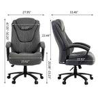 Fauteuil de bureau à dossier haut en tissu de coton avec soutien lombaire, gris