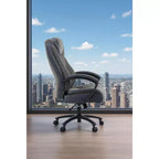 Fauteuil de bureau à dossier haut en tissu de coton avec soutien lombaire, gris
