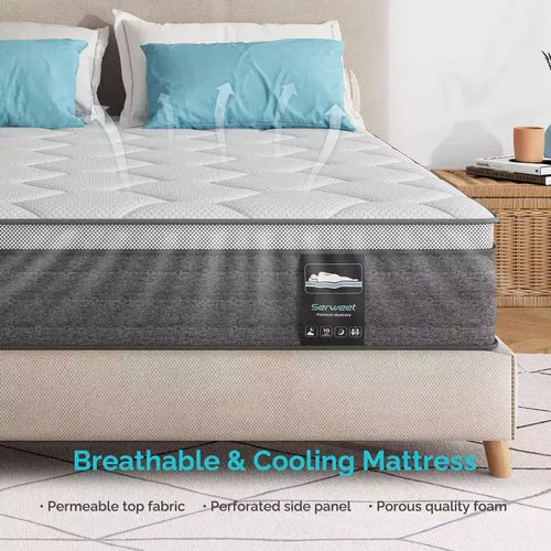 Matelas hybride de 10 pouces avec soutien de ressorts ensachés à 5 zones