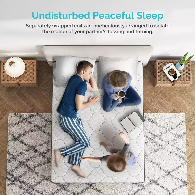Matelas hybride de 10 pouces avec soutien de ressorts ensachés à 5 zones